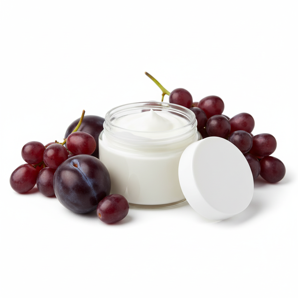 Black Plum Noir Body Lotion Travel Size - clear glass jar with white lid