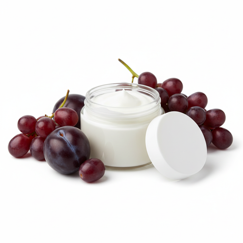Black Plum Noir Body Lotion Travel Size - clear glass jar with white lid