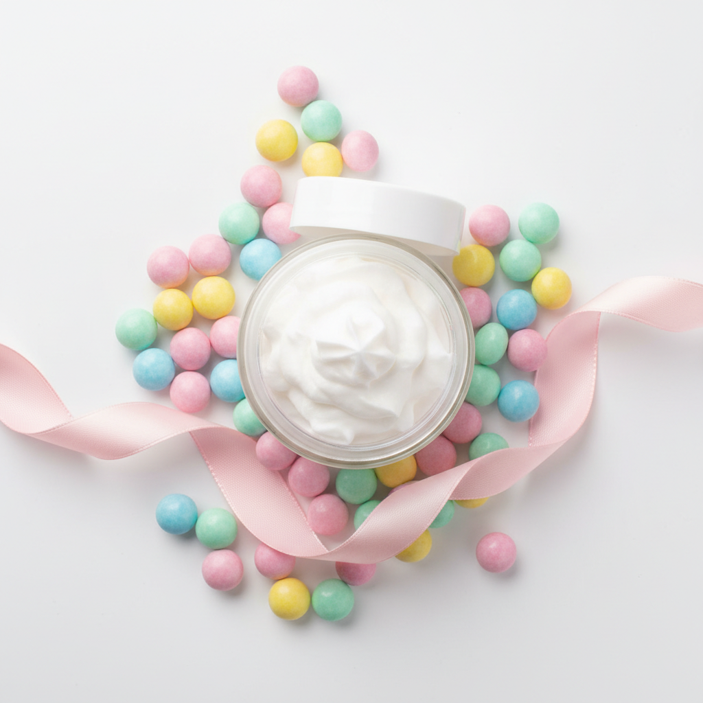 Happy Girl Body Lotion Travel Size - clear glass jar with white lid