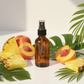 Tropical Beach Room Mist - amber bottle with pineapple, peach and tropical leaves