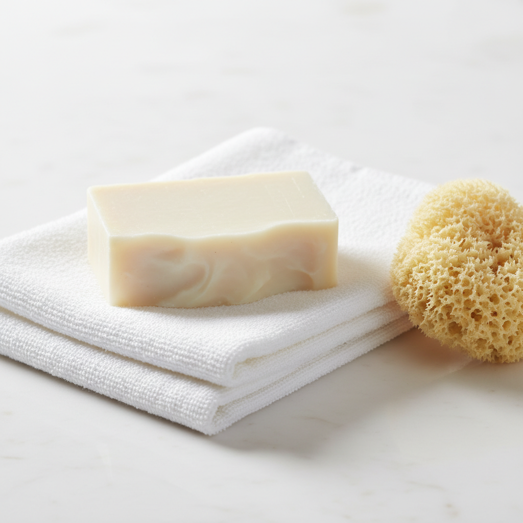Goat Milk Beauty Bar - creamy ivory pure soap bar with soft sponge